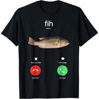 Fih Calling Remind me Message Decline Accept Phone Call Fish T-Shirt Menswear Top