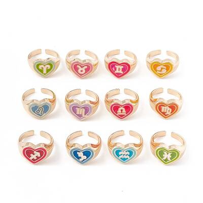 Twelve Constellations Enamel Open Cuff Rings