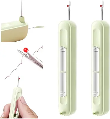 2-in-1 Needle Threader and Seam Ripper,Upgrade Plug-in Needle Threader Stretchable Remover Needle Threading Tool for Hand Sew...