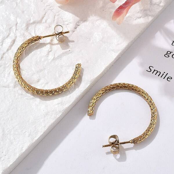 304 Stainless Steel Twist C-Shaped Stud Earrings