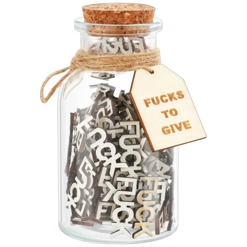 fuck jar（5oz）Gift Jar,Fucks to Give,Fuck Wooden Cutout Letter Piece Bad Mood Vent Spoof Birthday Day,Holiday, Thanksgivin...