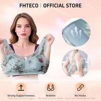 FHTECO Floral Bras for Older Women Breathable Mesh T-Shirt Bra No Wire Bras for Women Soft Plus Size Bras Comfortable Bra Lac...