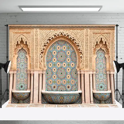 Moroccan Mosque Fountain Architecture Photo Backdrop - Aperturee