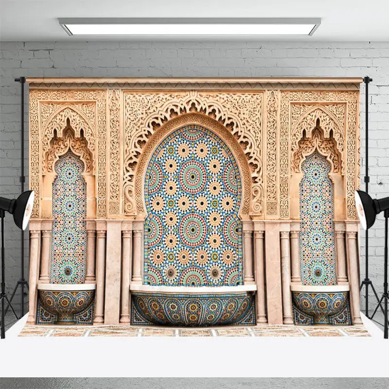 Moroccan Mosque Fountain Architecture Photo Backdrop - Aperturee