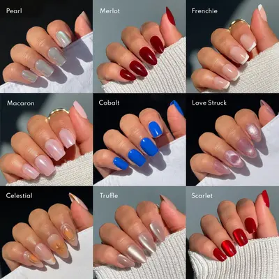 LUXXI Instant Acrylic Press-On Nails - Ultra Durable Last 3+ Weeks with Pink Gel Glue Included - 32 Nails in 16 Sizes