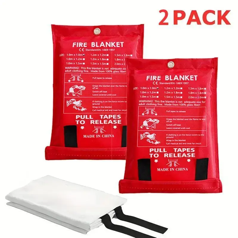 Prepared Hero Emergency Fire Blanket - 2 Pack - Fire Suppression Blanket for Kitchen, 40” x 40” Fiberglass Fire Blanket f...