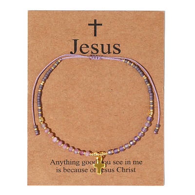 Easter Natural Rose Quartz & Amethyst Braided Bead Bracelets