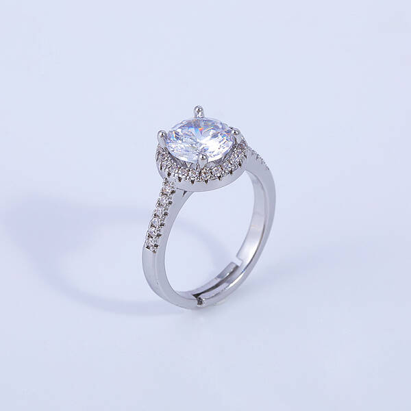 Glass Diamond Adjustable Rings with Cubic Zirconia