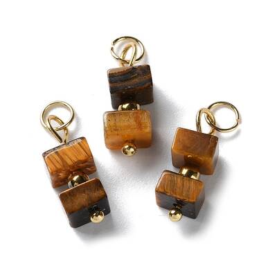 Natural Tiger Eye Cuboid Beaded Pendants