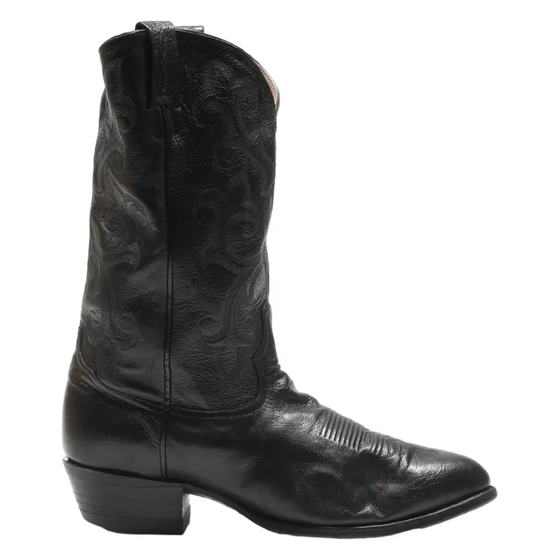 TONY LAMA Cowboy Boots Black Leather Mens UK 8