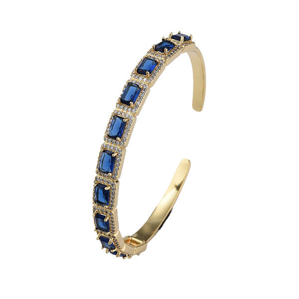 Cubic Zirconia Rectangle Open Cuff Bangle