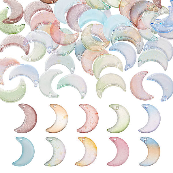 100Pcs Gradient Color Glass Pendants