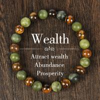 Tiger Eye Stone Bracelet Attracts Wealth, Stretchable Artificial Jade Bracelet - Unisex Jewelry Gift glass  beads pulsera  am...