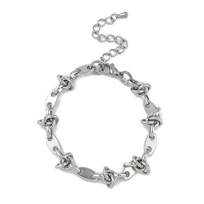 304 Stainless Steel Oval & Knot Link Bracelets for Men Women