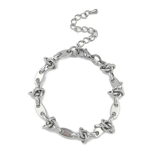 304 Stainless Steel Oval & Knot Link Bracelets for Men Women