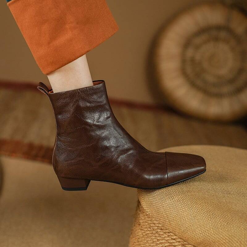 CHIKO Angela Square Toe Block Heels Ankle Boots