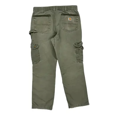 Double Knee Carhartt Cargo Carpenter Trousers - 34W 29L Green Cotton