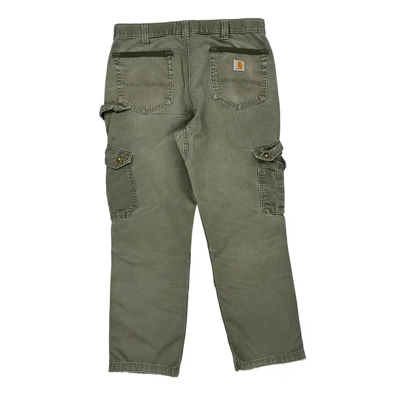 Double Knee Carhartt Cargo Carpenter Trousers - 34W 29L Green Cotton
