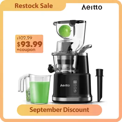 Aeitto Cold Press Juicer, Whole Vertical Juicer, Slow Masticating Juicer Machines, with Big Wide 83mm Chute, Cold Press Juice...