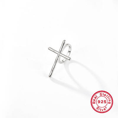 Anti-Tarnish Cross Rhodium Plated 925 Sterling Silver Finger Rings for Women