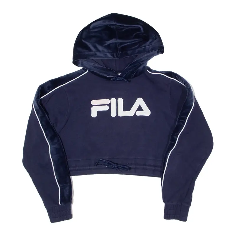 FILA Cropped Hoodie Blue Pullover Womens S