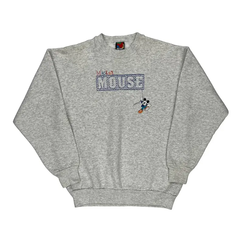 Mickey Unlimited Cartoon Sweatshirt - Small Grey Cotton Blend | Size: small