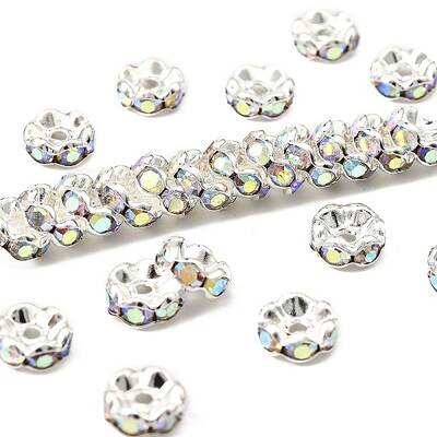 Brass Rhinestone Spacer Beads