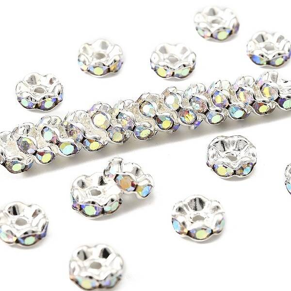 Brass Rhinestone Spacer Beads
