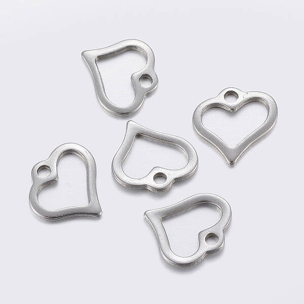 Tarnish Resistant 304 Stainless Steel Open Heart Charms