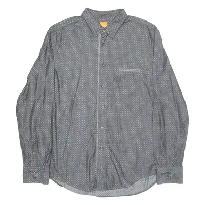 BOSS Mens Shirt Grey Spotted Long Sleeve L