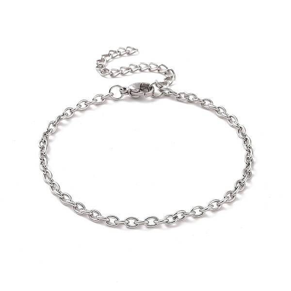 Non-Tarnish 304 Stainless Steel Cable Chain Bracelet for Men Women