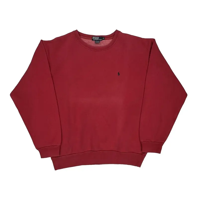 Polo By Ralph Lauren Graphic Sweatshirt - XL Red Cotton Blend