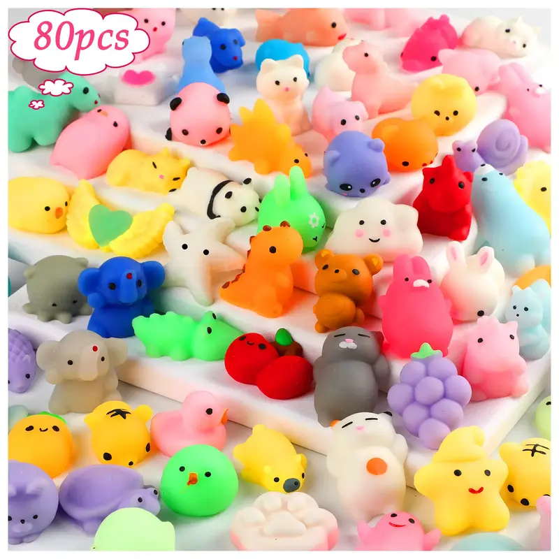 80Pcs Kids Mochi squishy Toys with Animal Mochi Squishy Stress Relief Classroom Exchange Prizes Favor Toy 2025 Exchange Toys ...
