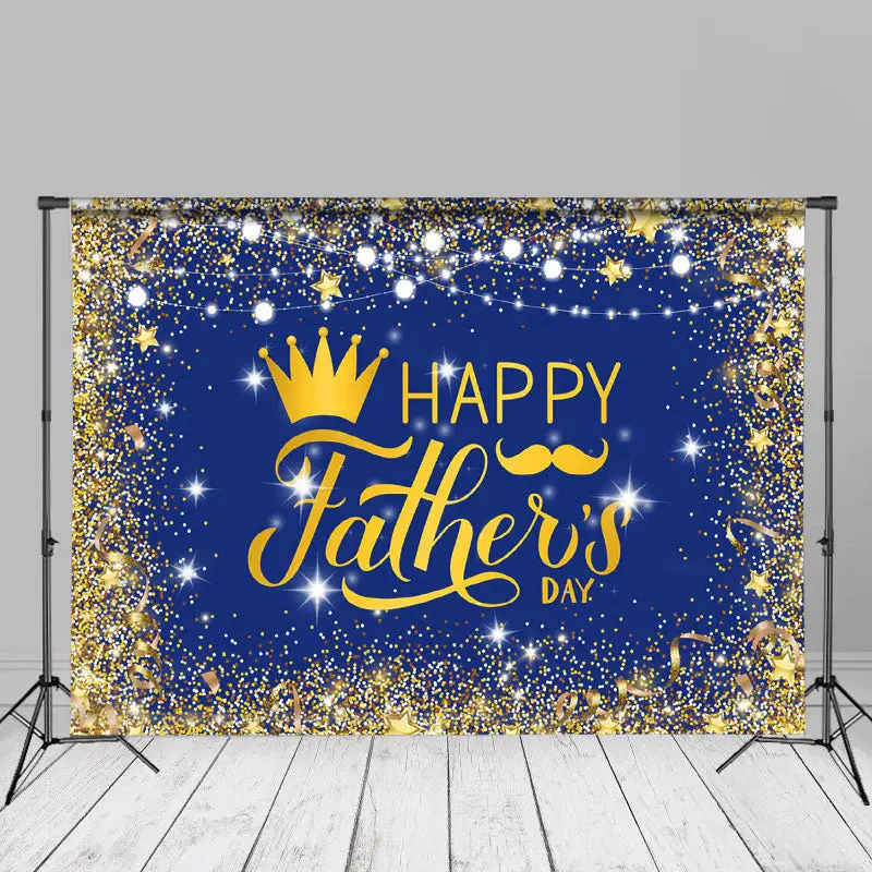 Gold Glitter Blue Fathers Day Party Photography Backdrop - Aperturee