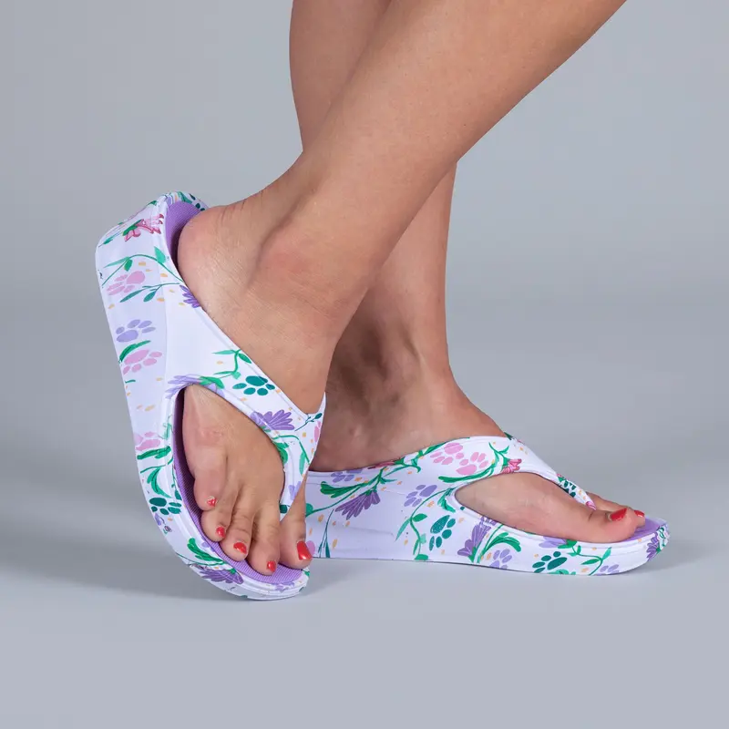Paw Print Wedge Flip Flops - Paws & Hearts - 10