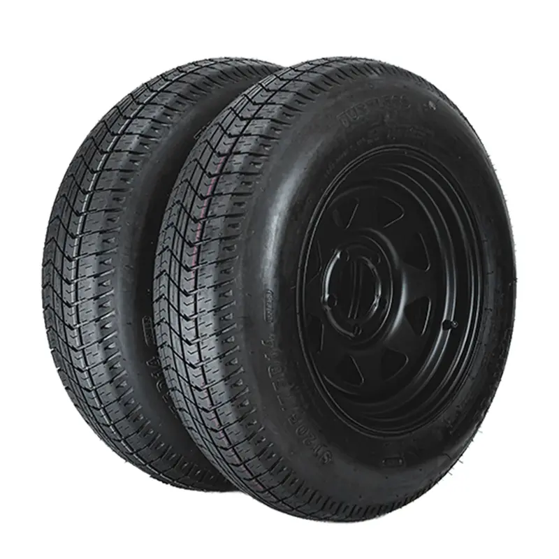 Garvee 2-Pack Trailer Tire On Rim ST205/75D14 14In Black 5 Lug 4.5 PCD Load Range C