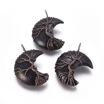 Natural Obsidian Tree of Life Wire Wrapped Pendants