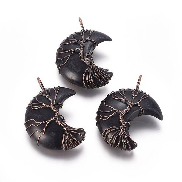 Natural Obsidian Tree of Life Wire Wrapped Pendants