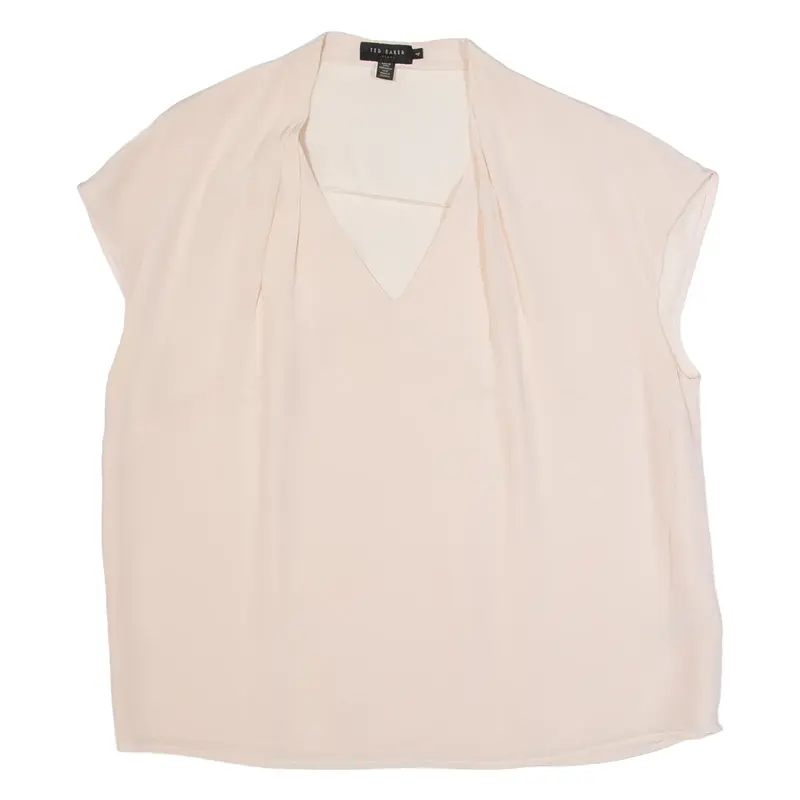 TED BAKER Womens Top Pink V-Neck Sleeveless Silk L