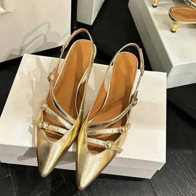 CHIKO Irene Pointy Toe Kitten Heels Slingback Shoes