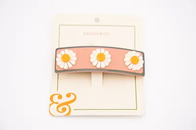 Wide bar clip - Pink Flower