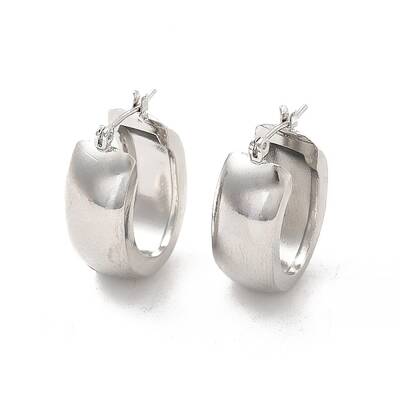 Brass Oval Thick Hoop Earrings for Women