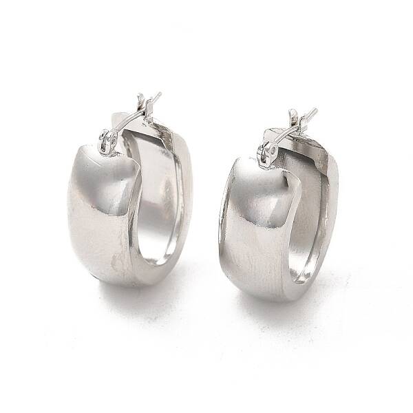 Brass Oval Thick Hoop Earrings for Women