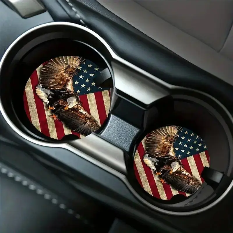 Car Cup Holder Coasters, 1 Pair Patriotic Soldier Pattern Non-slip Car Cup Mat, Anti-slip Decorative Coasters for Car Interio...
