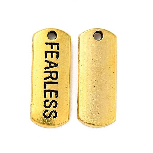 Tibetan Style Alloy Rectangle with Word Fearless Pendants