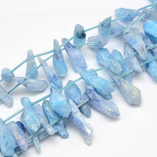 Electroplate Gemstone Natural Quartz Crystal Beads Strands