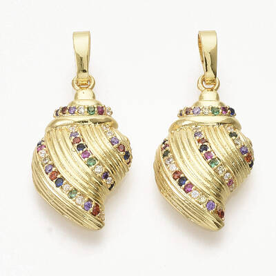 Brass Micro Pave Cubic Zirconia Pendants