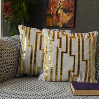 UberNotch Gold Leather Striped inchsoft,boho Cushion Case for merchtem decorative Pillows - 45 x 45cm & 50 x 50cm, Soft Velve...