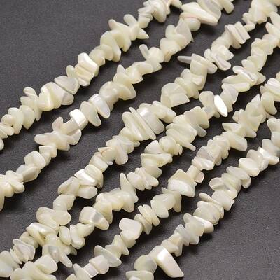 Natural White Mother of Pearl Shell Chip Bead Strands