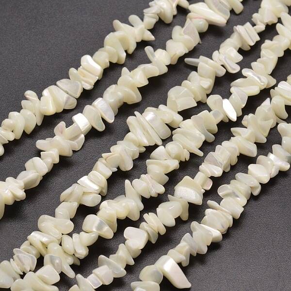Natural White Mother of Pearl Shell Chip Bead Strands